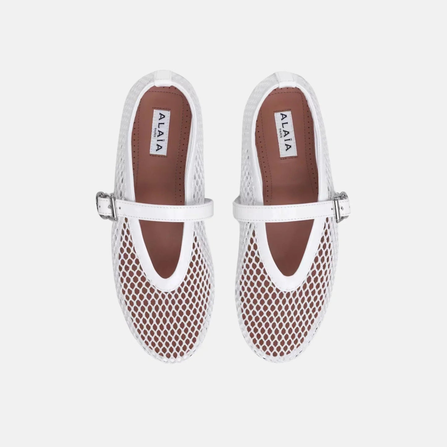ALAÏ WHITE FISHNET BALLET FLATS