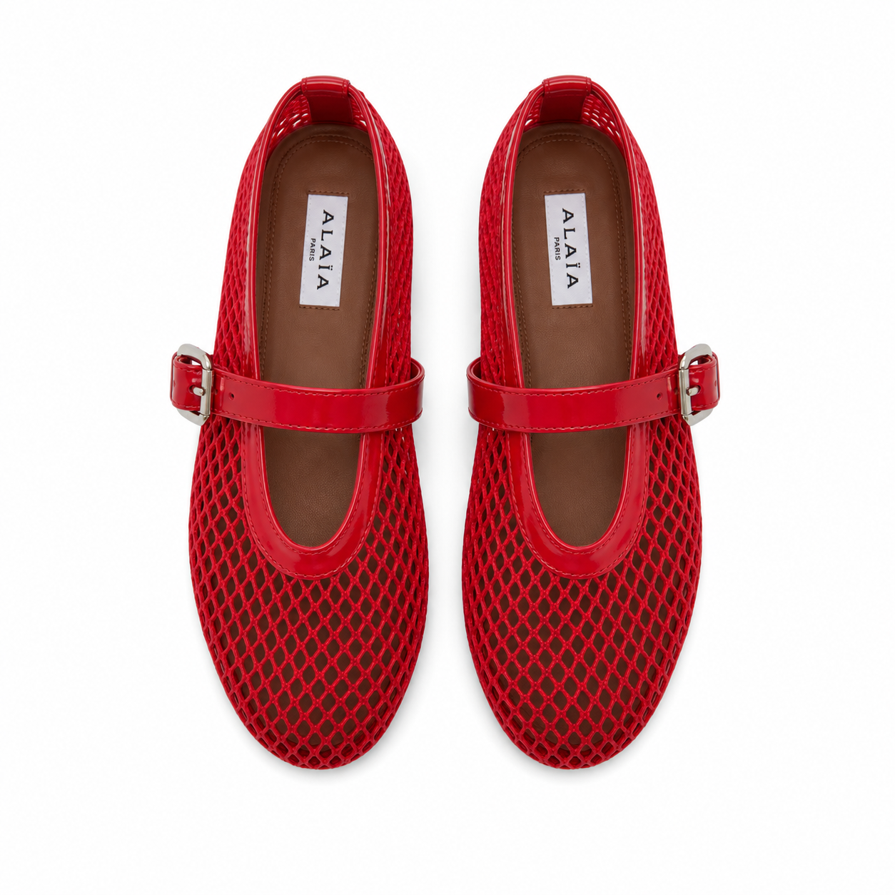 ALAÏ RED FISHNET BALLET FLATS